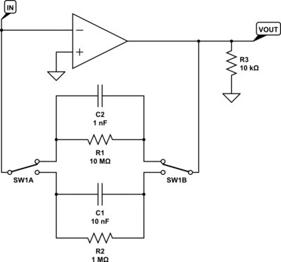 Op-amp current to voltage converter with gain switch