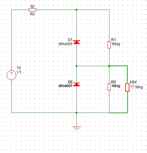 diodes circuit with multimeter