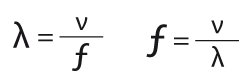 Frequency and wavelength formulas.